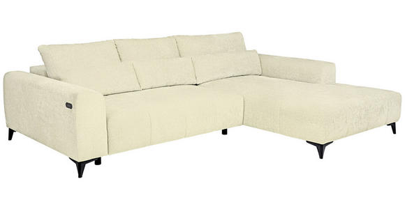 ECKSOFA  in Chenille Creme  279/222 cm  - Creme/Schwarz, KONVENTIONELL, Kunststoff/Textil (279/222cm) - Hom`in