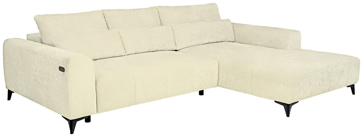 HÖRNSOFFA i chenille cremefärgad  - svart/cremefärgad, Klassisk, textil/plast (279/222cm) - MID.YOU