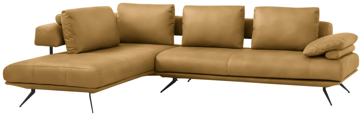 ECKSOFA in Echtleder Currygelb  - Currygelb/Schwarz, Design, Leder/Metall (231/305cm) - Dieter Knoll