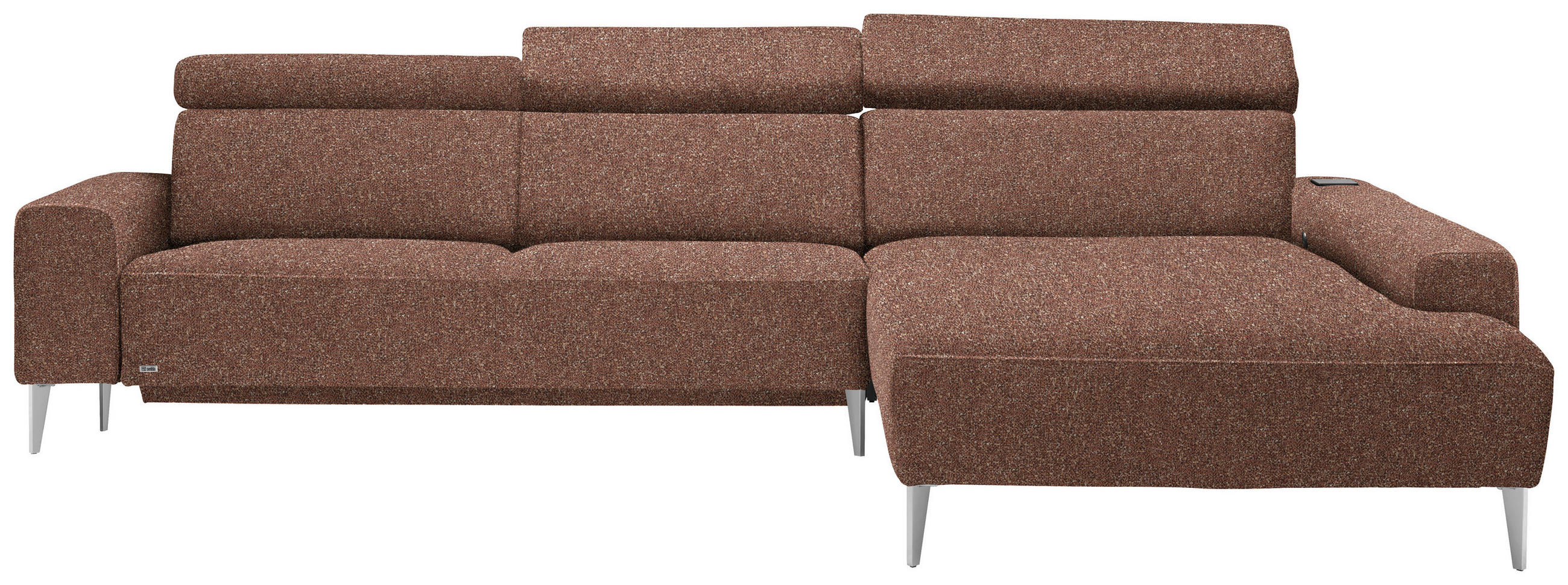 ECKSOFA  in Mikrovelours Terracotta  308/205 cm  - Terracotta/Alufarben, Design, Textil (308/205cm) - Sedda