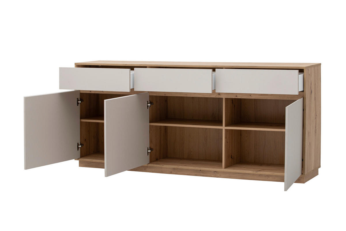 SIDEBOARD  202/89/40 cm 3 Schublade(n)  - Kaschmir/Eiche Artisan, Design, Holzwerkstoff (202/89/40cm) - MID.YOU