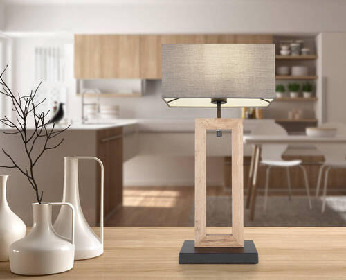 BORDSLAMPA Ossi 30/15/55 cm   - svart/antracit, Klassisk, metall/trämaterial (30/15/55cm) - Globo