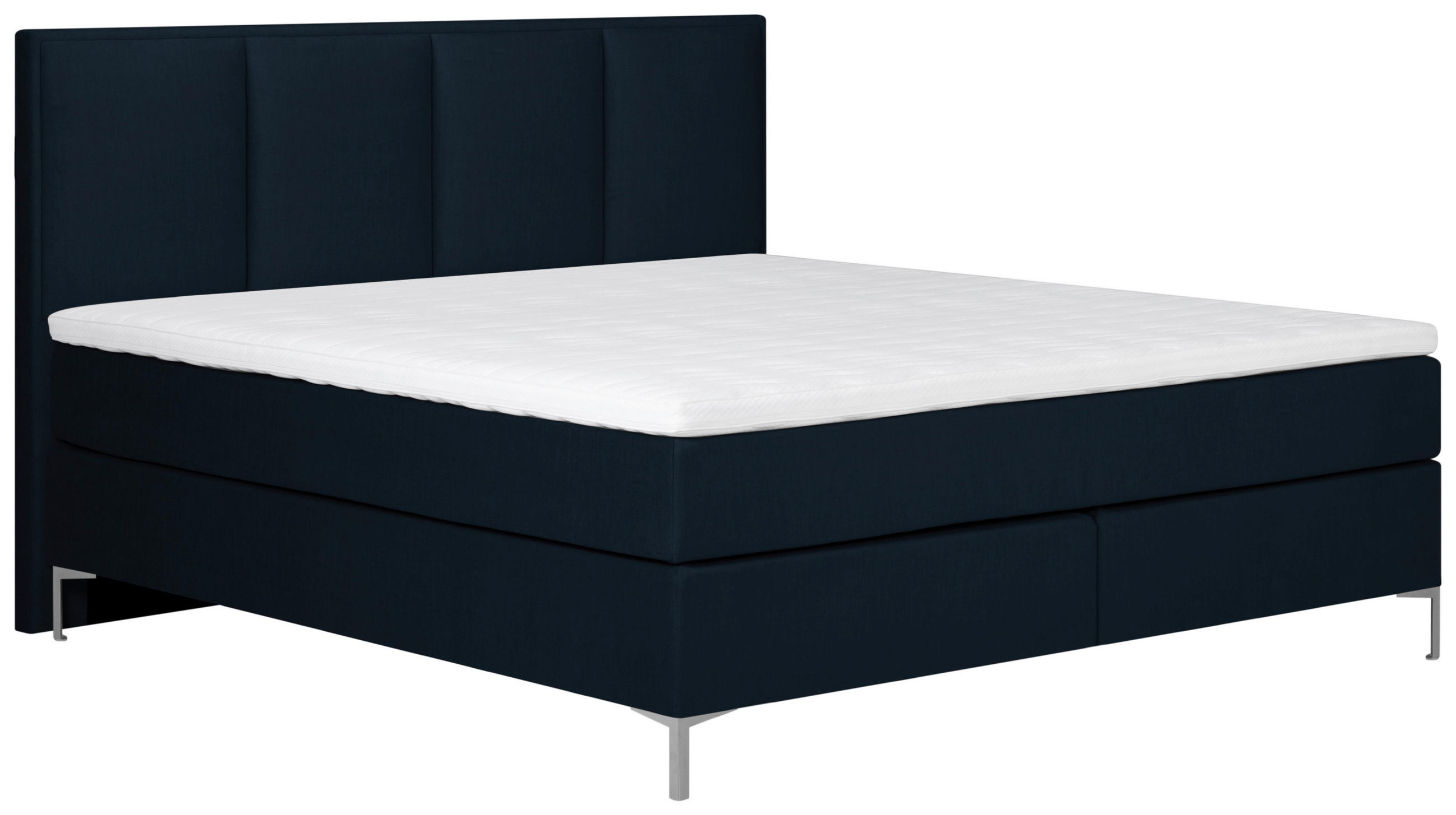 BOXSPRING-ÁGY 160/200 cm  sötétkék  - sötétkék/alumínium színű, Modern, textil (160/200cm) - MID.YOU