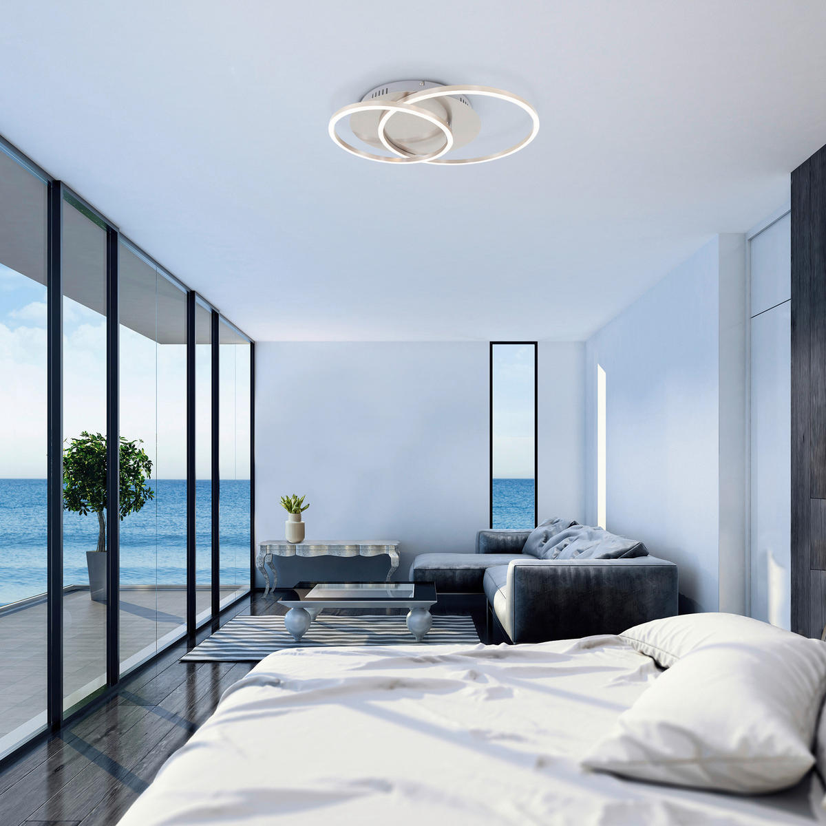 LED-TAKLAMPA 51,5/39,5/8 cm  - nickelfärgad, Design, metall/plast (51,5/39,5/8cm)