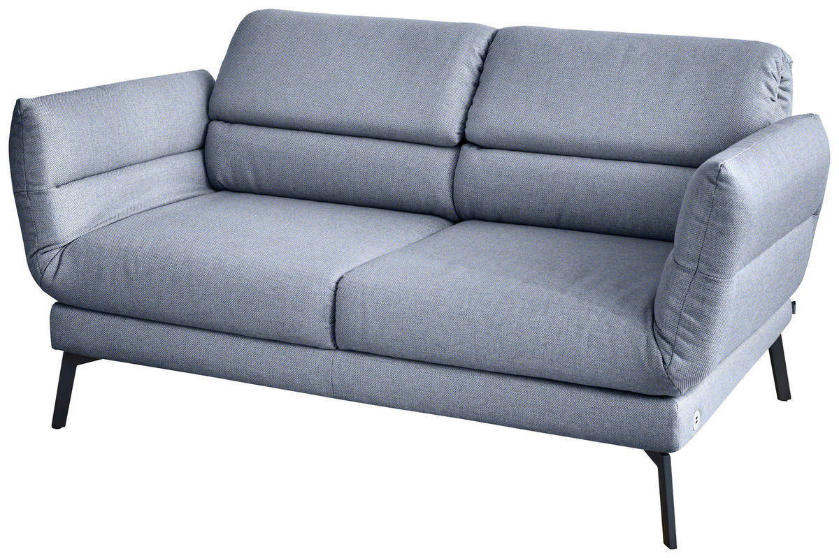 2-SITZER-SOFA Flachgewebe Blaugrau  - Blaugrau/Schwarz, Design, Textil/Metall (178-226/83-113/96-177cm) - Dieter Knoll