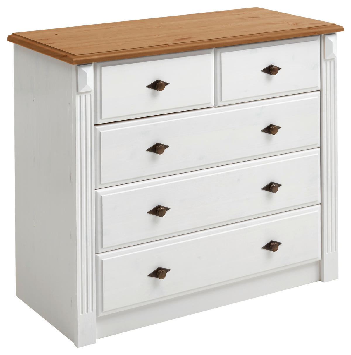 KOMMODE  in 101/87/48 cm  - Laugenfarbig/Weiß, ROMANTIK / LANDHAUS, Holz/Metall (101/87/48cm) - Boxxx