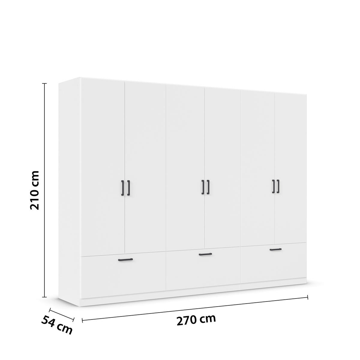 KLEIDERSCHRANK in Weiss  - Weiss/Grau, Basics, Holzwerkstoff/Metall (271/210/54cm) - Boxxx