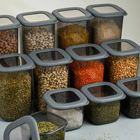 VORRATSDOSENSET 12-teilig  - Transparent/Anthrazit, Basics, Kunststoff (10/10/9,5cm) - P & B