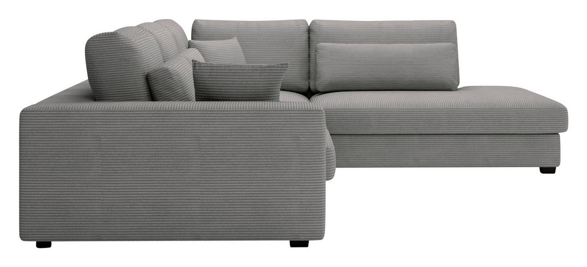 ECKSOFA in Cord Grau  - Schwarz/Grau, Konventionell, Kunststoff/Textil (314/250cm) - Carryhome