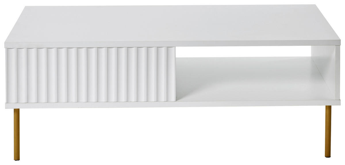 COUCHTISCH in Metall, Holzwerkstoff 108/55/39 cm  - Weiss/Goldfarben, Modern, Holzwerkstoff/Metall (108/55/39cm) - Livetastic