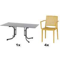 GARTENGARNITUR 5-teilig  - Anthrazit/Gelb, Basics, Holzwerkstoff/Kunststoff (57/80/56cm) - Siena Garden