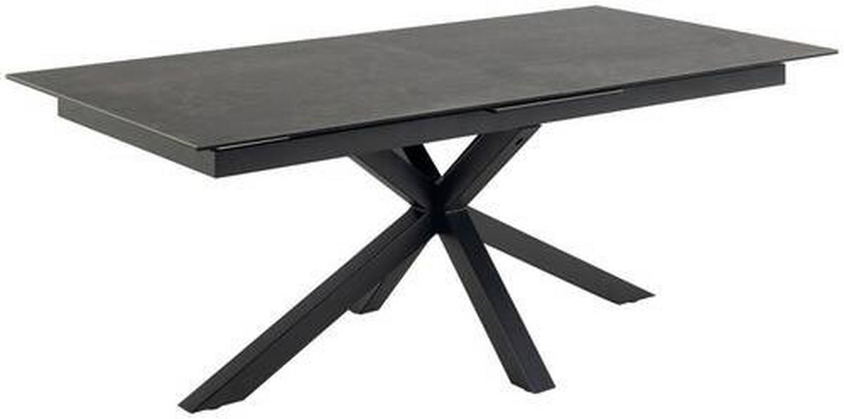 ESSTISCH Schwarz rechteckig  ausziehbar  - Schwarz, Design, Keramik/Metall (200-240/100/75,5cm) - MID.YOU