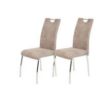 STUHL-SET 2 Stück  in Stahl Mikrofaser  - Chromfarben/Beige, MODERN, Textil/Metall (44/98/61cm) - MID.YOU