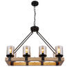 HÄNGELEUCHTE Lila 75/31,5/100 cm   - Dunkelbraun/Schwarz, Natur, Glas/Holz (75/31,5/100cm) - Globo