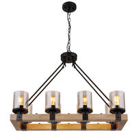 HÄNGELEUCHTE 75/31,5/100 cm    - Dunkelbraun/Schwarz, Natur, Glas/Holz (75/31,5/100cm) - Globo