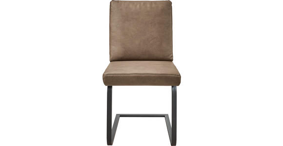 SCHWINGSTUHL  in Stahl Mikrofaser  - Taupe/Schwarz, Design, Textil/Metall (46/92/60cm) - Dieter Knoll