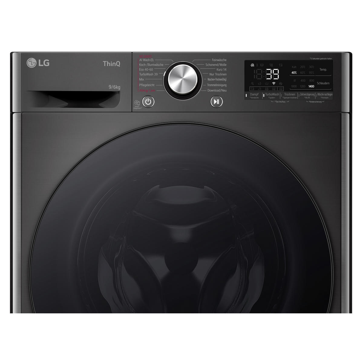 WASCHTROCKNER W4WR7096YB  - Schwarz, Trend, Glas/Kunststoff (60/85/62cm) - LG