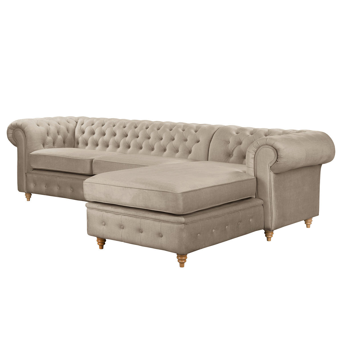 ECKSOFA Laura in Mikrofaser Taupe  284/182 cm  - Taupe/Braun, Design, Holz/Textil (284/182cm) - P & B