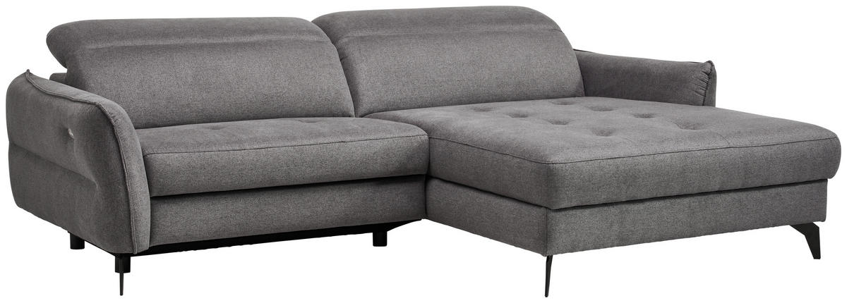 ECKSOFA Flachgewebe Anthrazit  - Anthrazit/Schwarz, Design, Textil/Metall (246/175cm) - Celina