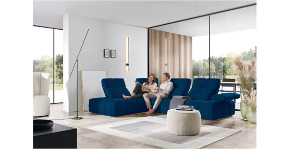 ECKSOFA in Struktur Blau 233/313 cm - Blau/Schwarz, Design, Kunststoff/Textil (233/313cm) - Emilio Belluti