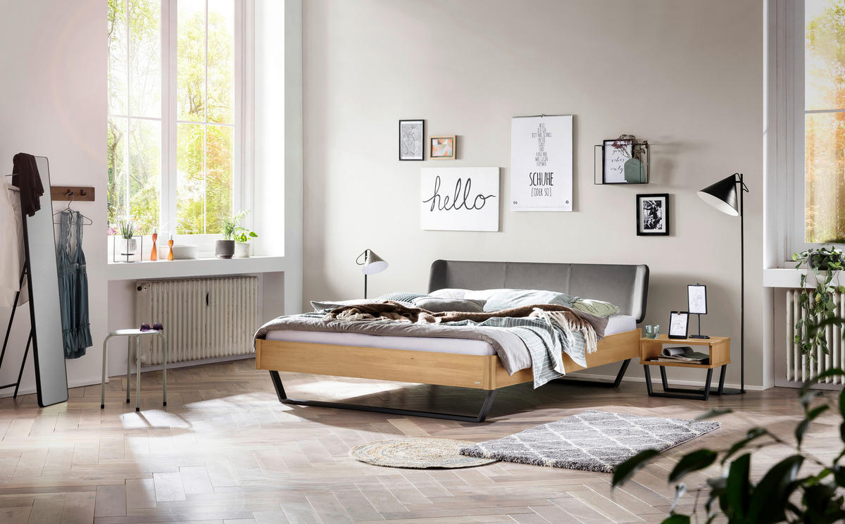 BETT 140/200 cm  in Anthrazit, Eichefarben, Dunkelgrau   - Eichefarben/Dunkelgrau, Modern, Holz/Textil (140/200cm) - Hasena