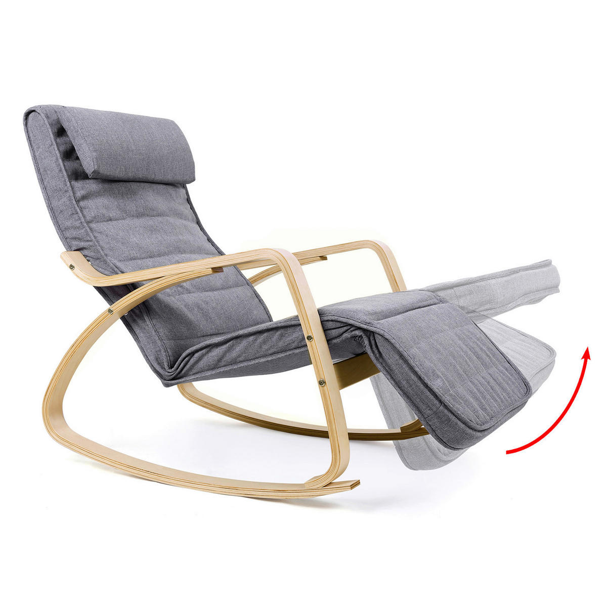 RELAXSESSEL Flachgewebe Nackenstütze, Relaxfunktion    - Birkefarben/Grau, Basics, Holz/Textil (121,5/84/67cm) - Boxxx