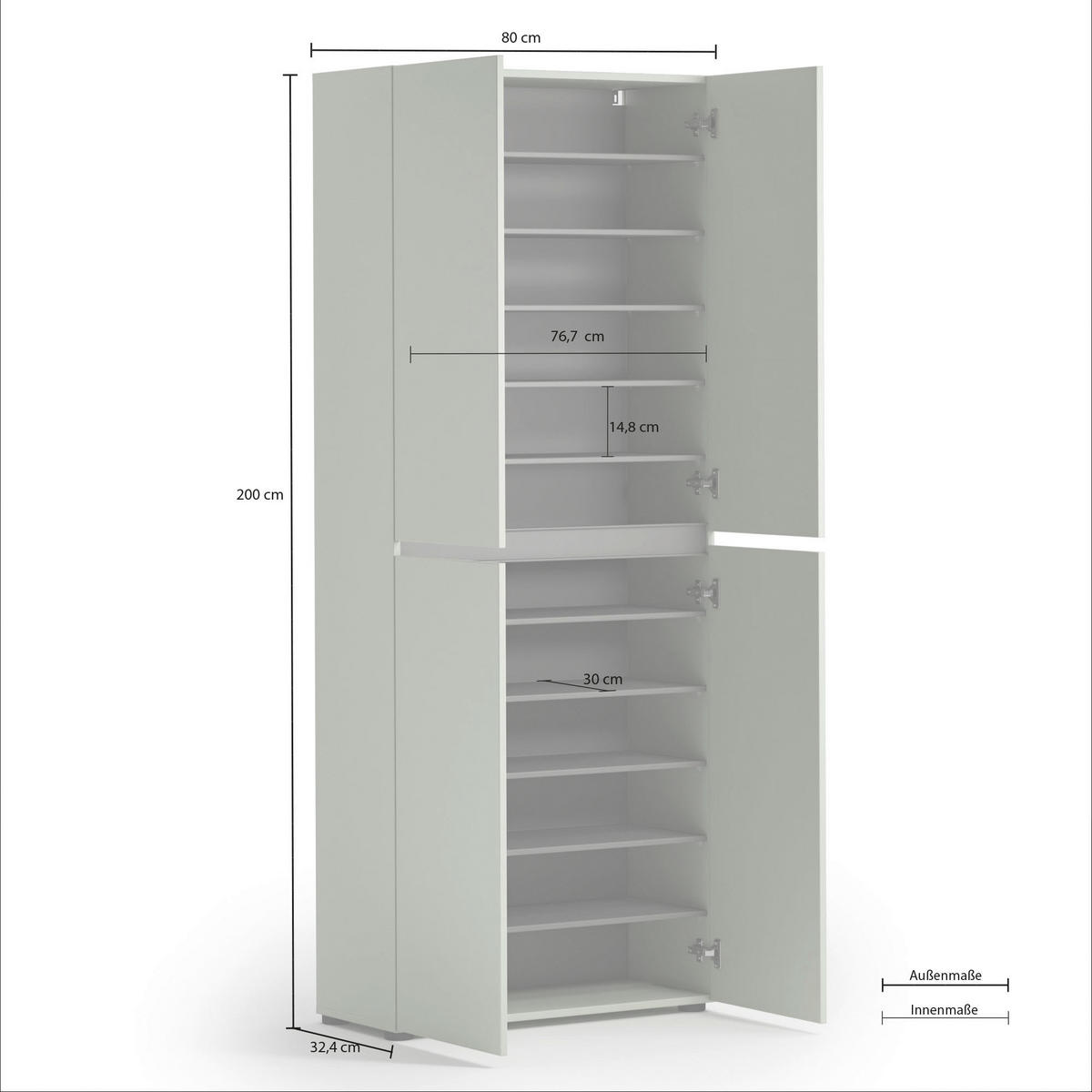 SKRINKA NA TOPÁNKY, zelená, 80/200/34 cm - čierna/zelená, Design, kompozitné drevo/plast (80/200/34cm) - home24
