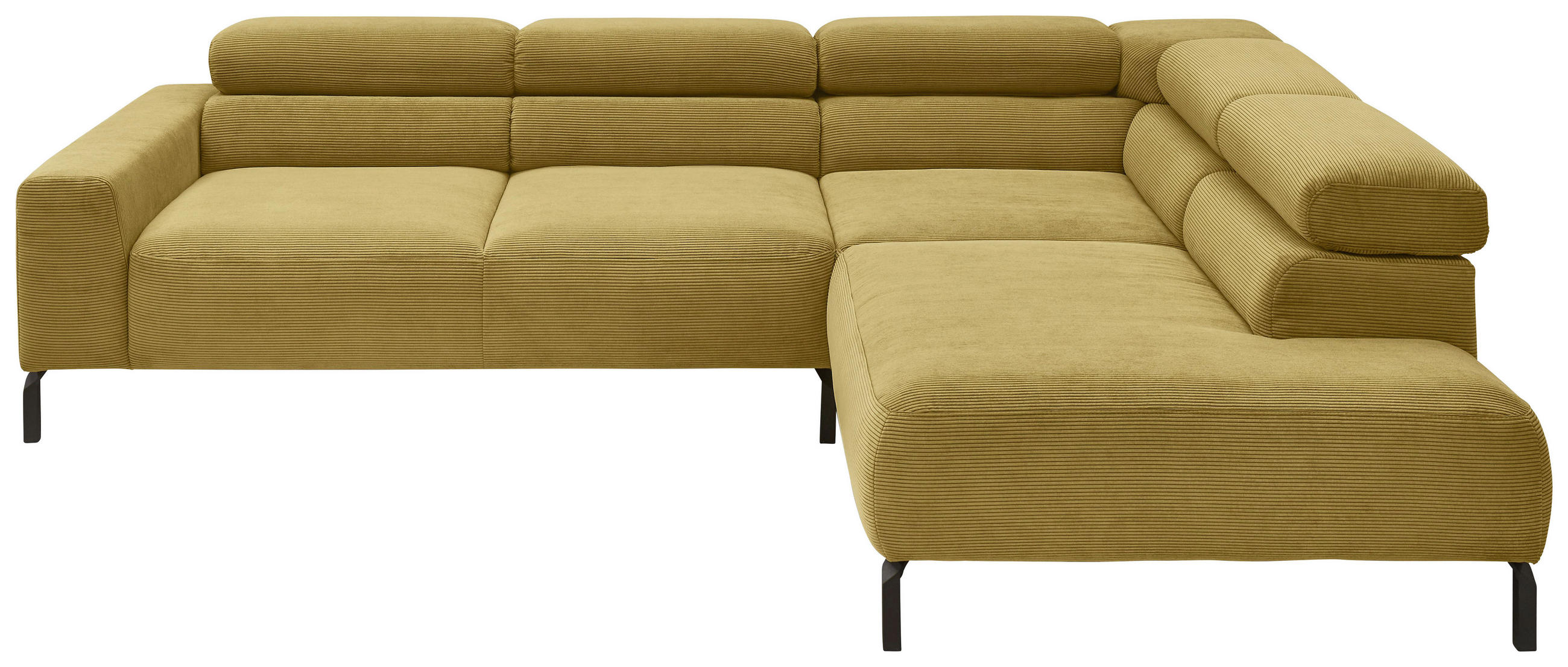 ECKSOFA in Feincord Gelb  - Gelb/Schwarz, Design, Textil/Metall (273/219cm) - Pure Home Comfort