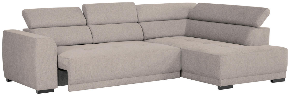 ECKSOFA in Struktur Taupe  - Taupe/Schwarz, Design, Kunststoff/Textil (284/205cm) - Xora