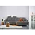 ECKSOFA Grau Cord  - Schwarz/Grau, KONVENTIONELL, Textil/Metall (276/173cm) - Carryhome
