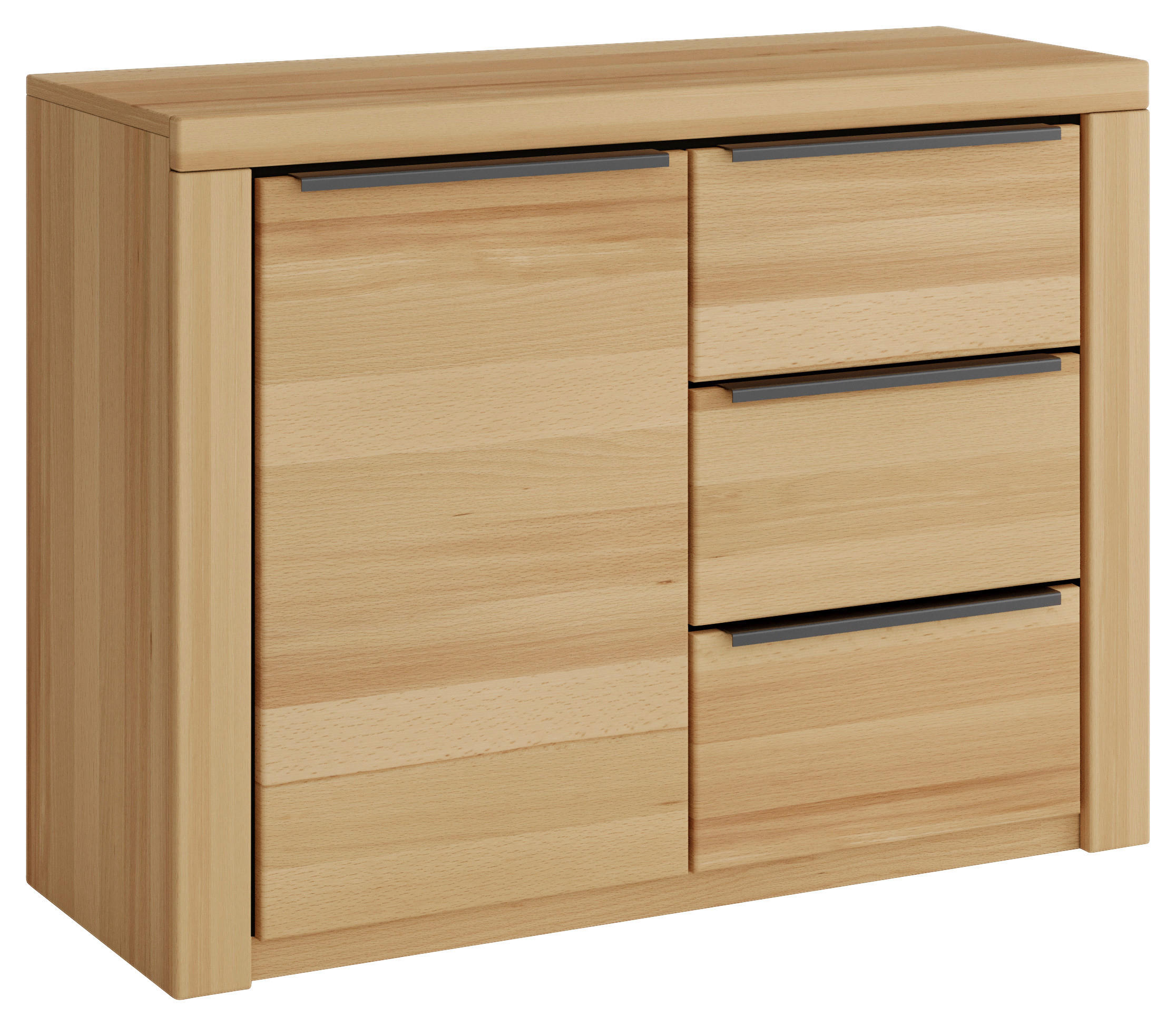 KOMMODE Brunei  in 108/80/40 cm  - Buchefarben/Schwarz, Design, Holz/Holzwerkstoff (108/80/40cm) - Livetastic