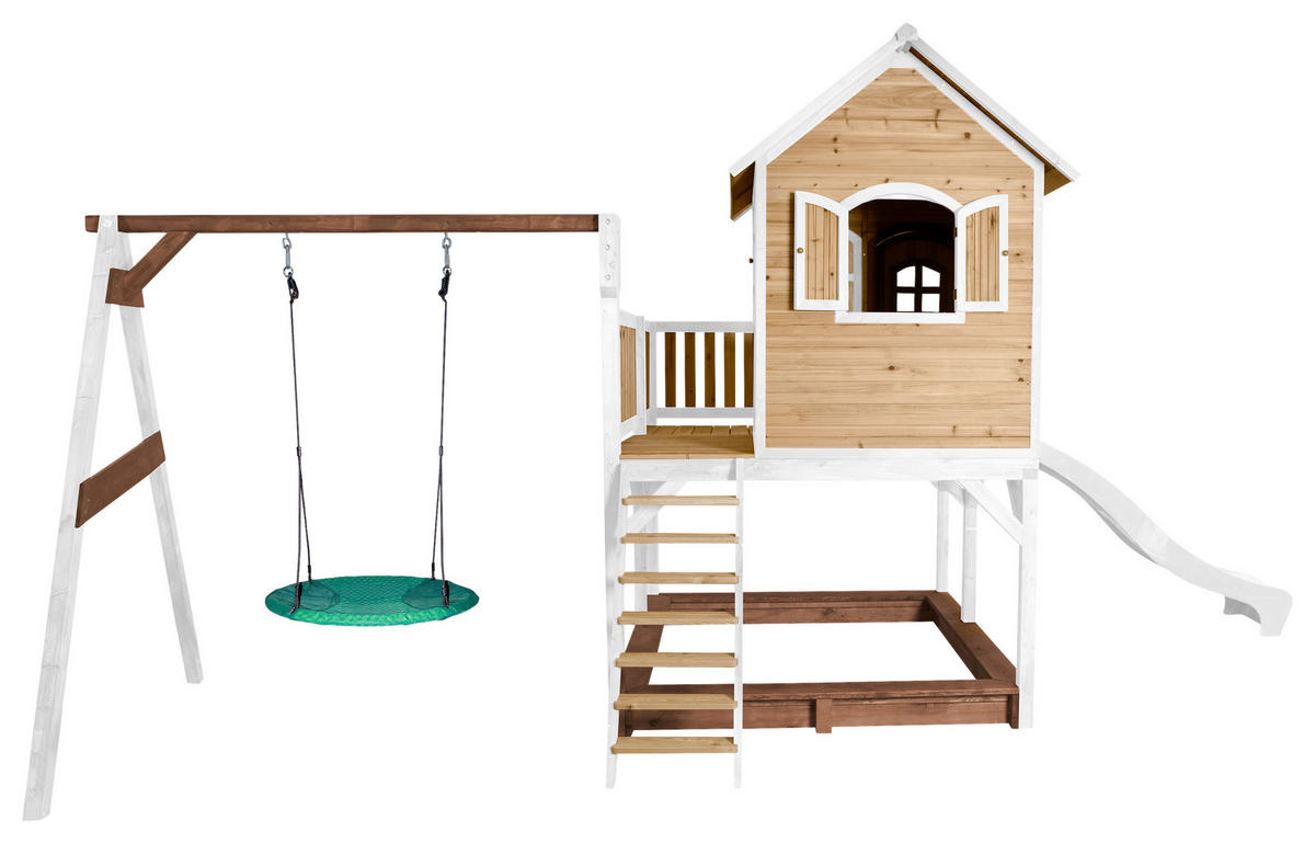 SPIELTURM 613/291/277 cm  - Braun/Weiß, KONVENTIONELL, Holz (613/291/277cm) - Ambia Garden