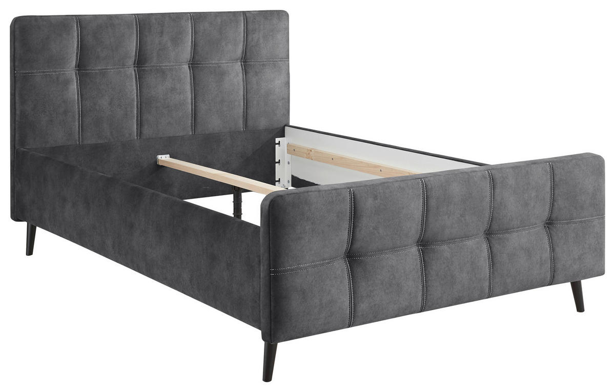 POLSTERBETT 140/200 cm  in Anthrazit  - Anthrazit/Schwarz, Basics, Holz/Textil (140/200cm) - MID.YOU