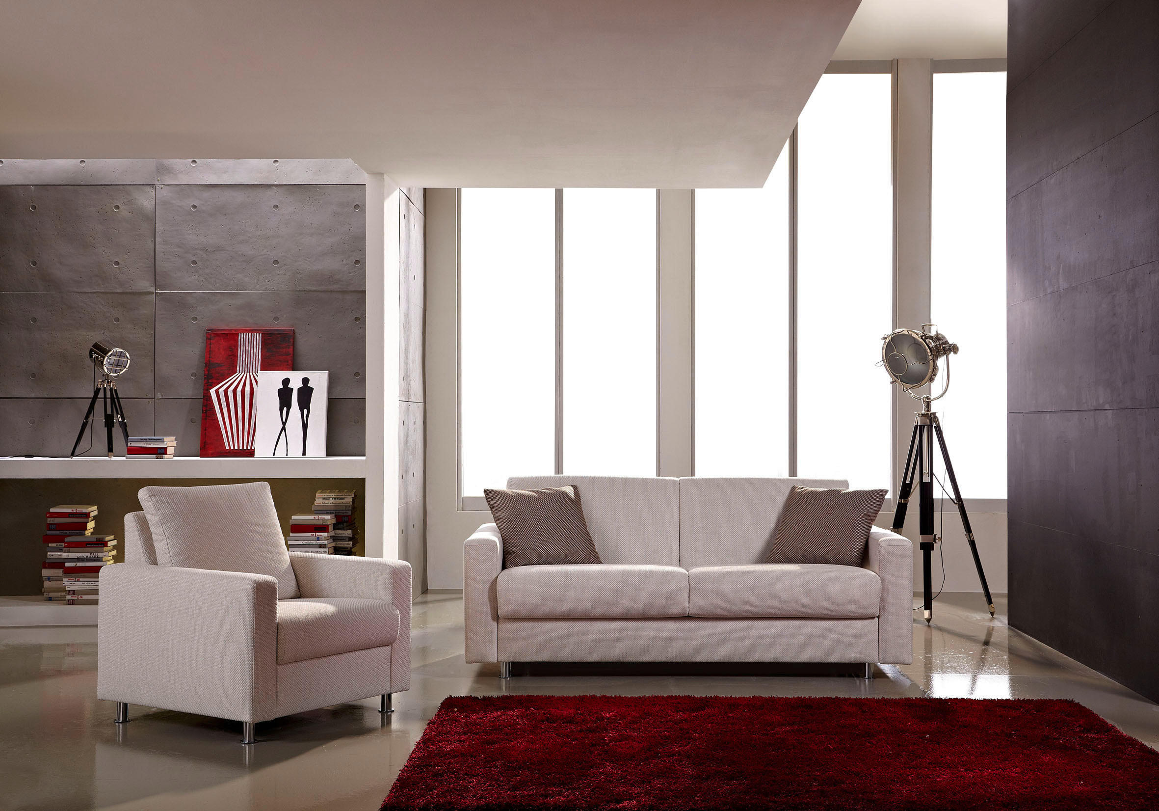 SCHLAFSOFA in Textil Naturfarben  - Chromfarben/Naturfarben, Konventionell, Textil/Metall (195/84/100cm) - Bali