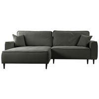 ECKSOFA in Flachgewebe Dunkelgrau  - Dunkelgrau/Schwarz, Design, Holz/Textil (183/263cm) - MID.YOU
