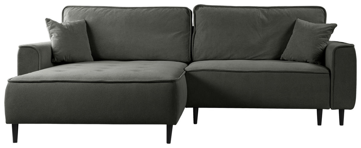 ECKSOFA in Flachgewebe Dunkelgrau  - Dunkelgrau/Schwarz, Design, Holz/Textil (183/263cm) - MID.YOU