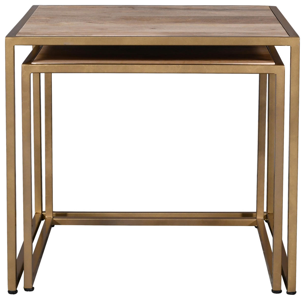 BEISTELLTISCHSET in Holz, Metall  - Goldfarben/Naturfarben, Natur, Holz/Metall (50/45/50cm) - MID.YOU