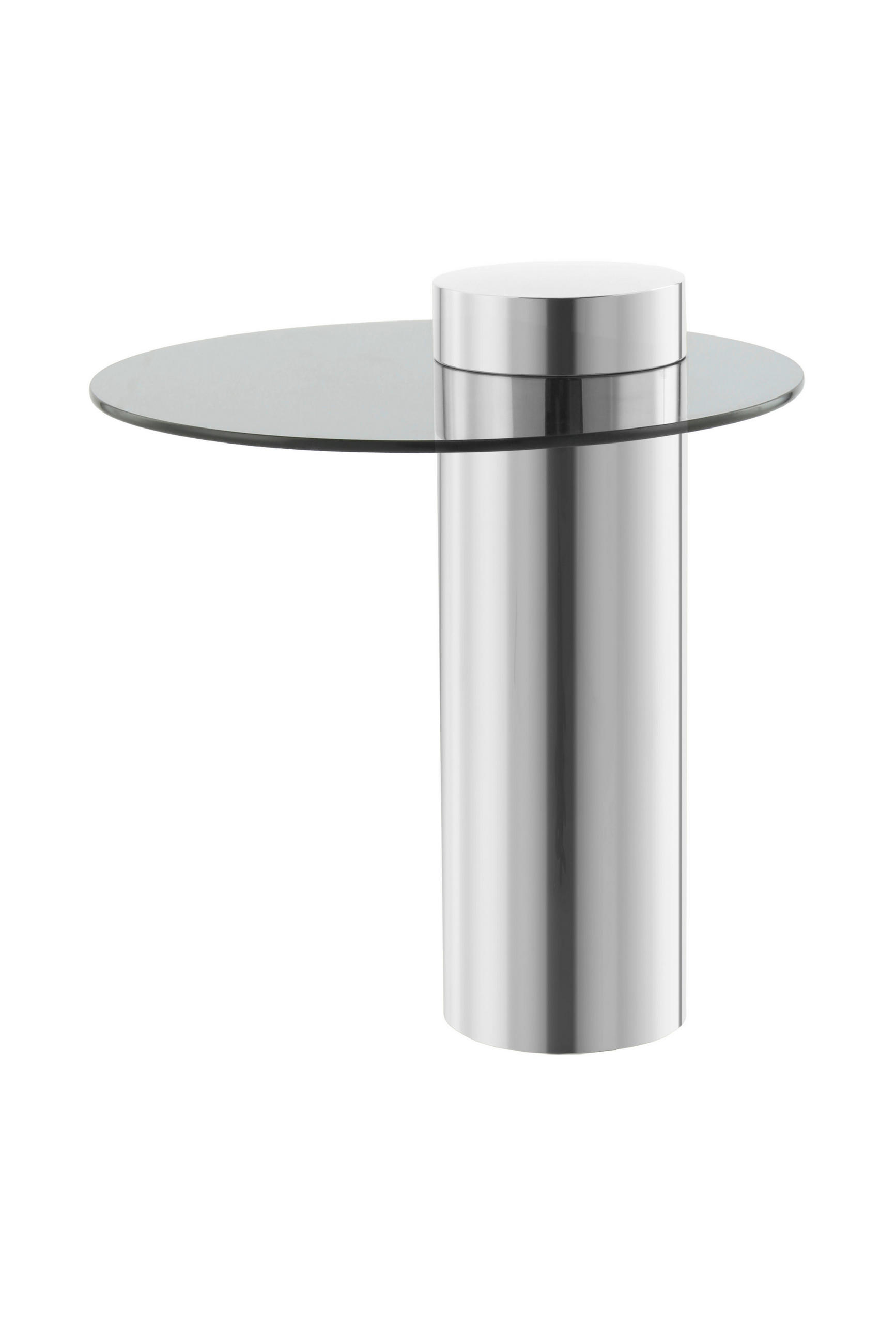 BEISTELLTISCH 46/46/52 cm Silberfarben rund  - Silberfarben, Design, Glas/Metall (46/46/52cm) - Kayoom