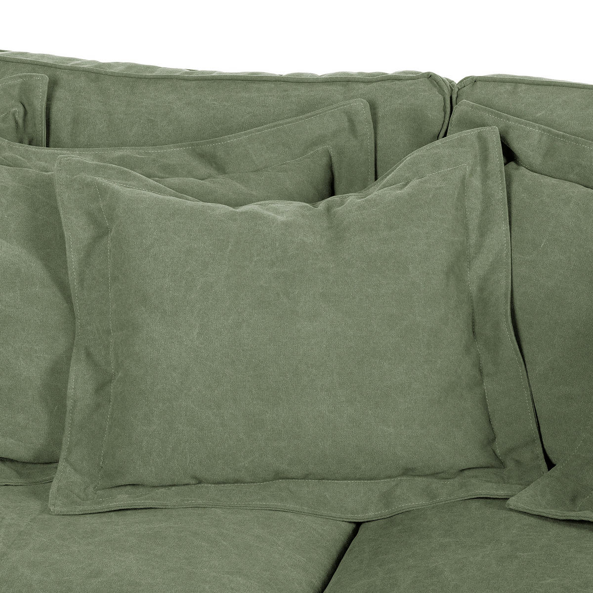 ECKSOFA STELLA in Webstoff Olivgrün Zierkissen, Rückenkissen  222/238 cm  - Schwarz/Olivgrün, Design, Kunststoff/Textil (222/238cm) - P & B