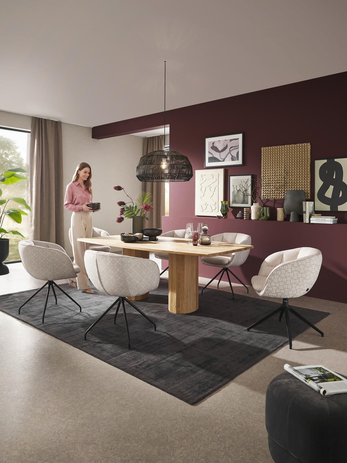 ESSTISCH      - Eiche Bianco, Design, Holz (220/110/76cm) - Dieter Knoll