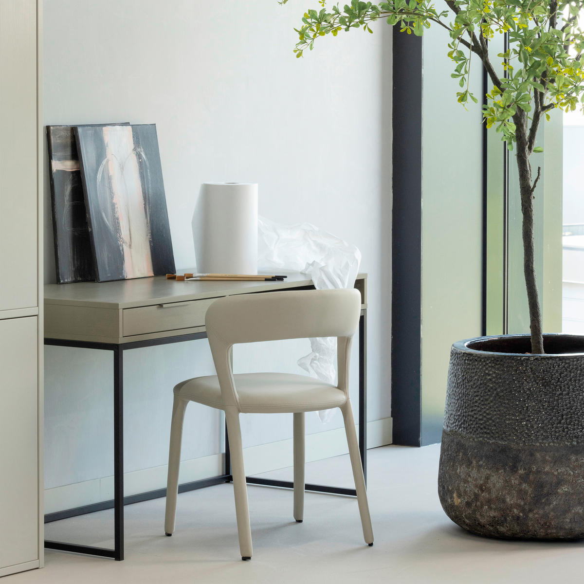 SCHREIBTISCH 130/58/75 cm  in Schlammfarben  - Schlammfarben/Schwarz, MODERN, Holz/Metall (130/58/75cm) - Livetastic