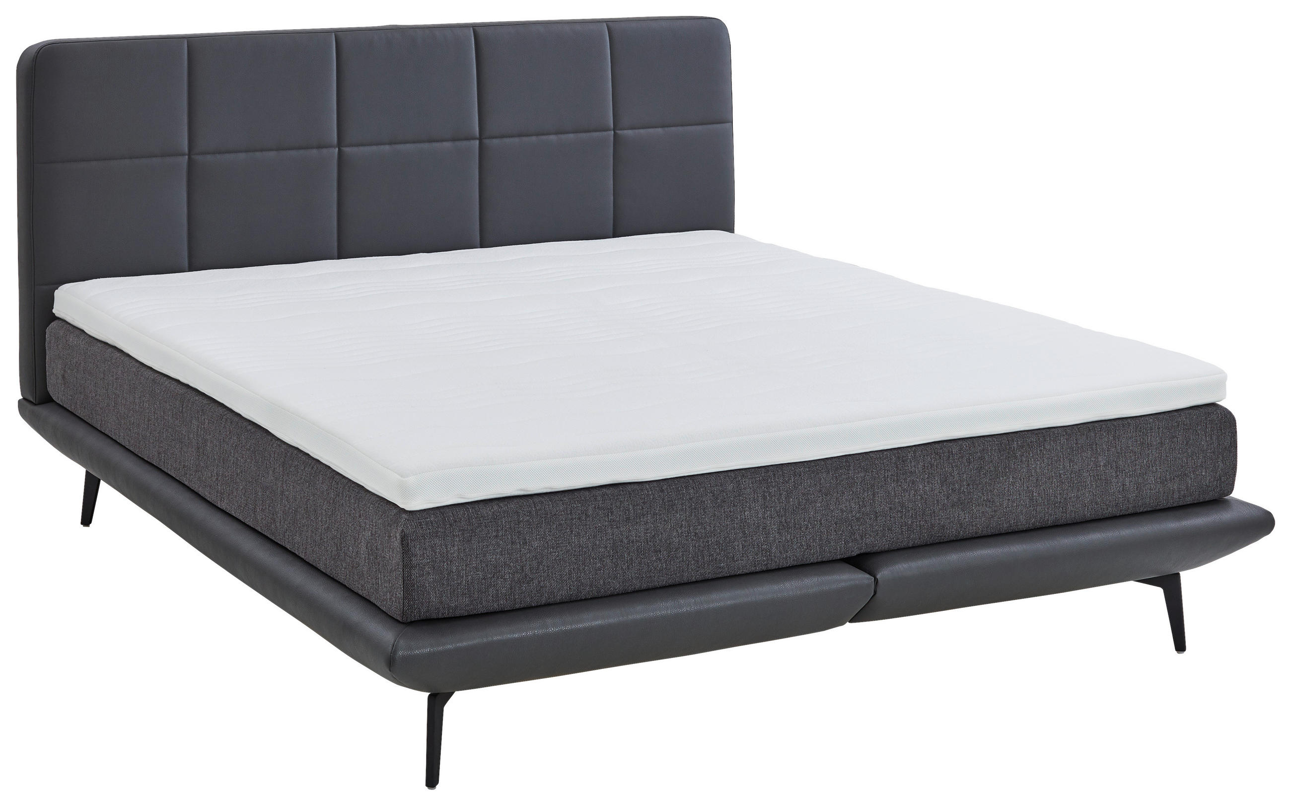BOXSPRINGBETT 180/200 cm  in Anthrazit, Grau  - Anthrazit/Schwarz, Design, Textil/Metall (180/200cm) - Beldomo - Sleep