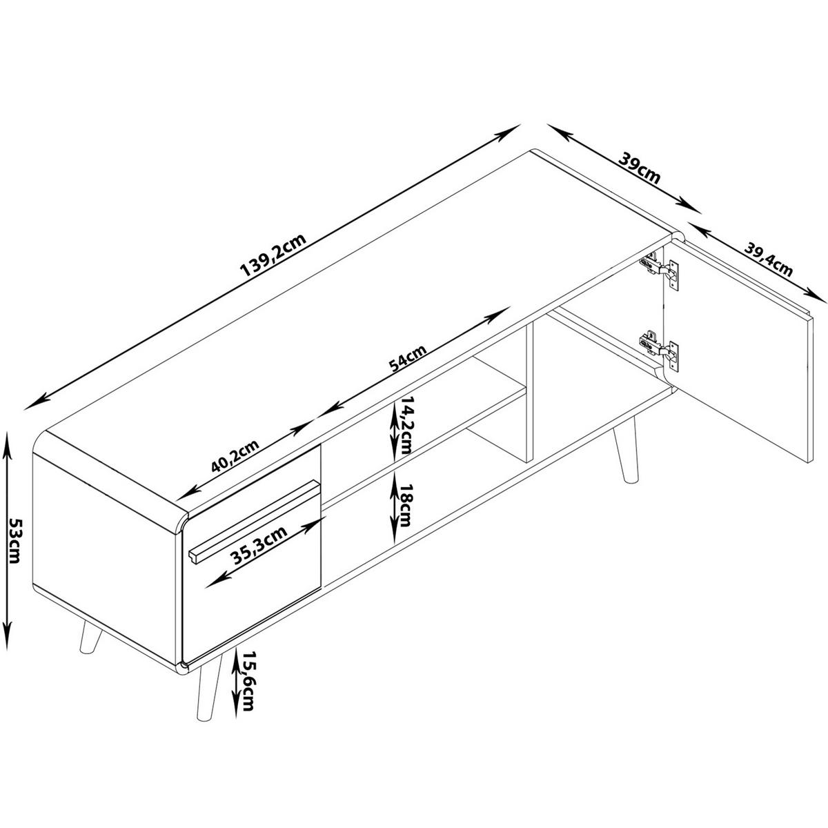 LOWBOARD Chantal  in 140/53/39 cm  - Schwarz/Naturfarben, Design, Holzwerkstoff (140/53/39cm) - MID.YOU
