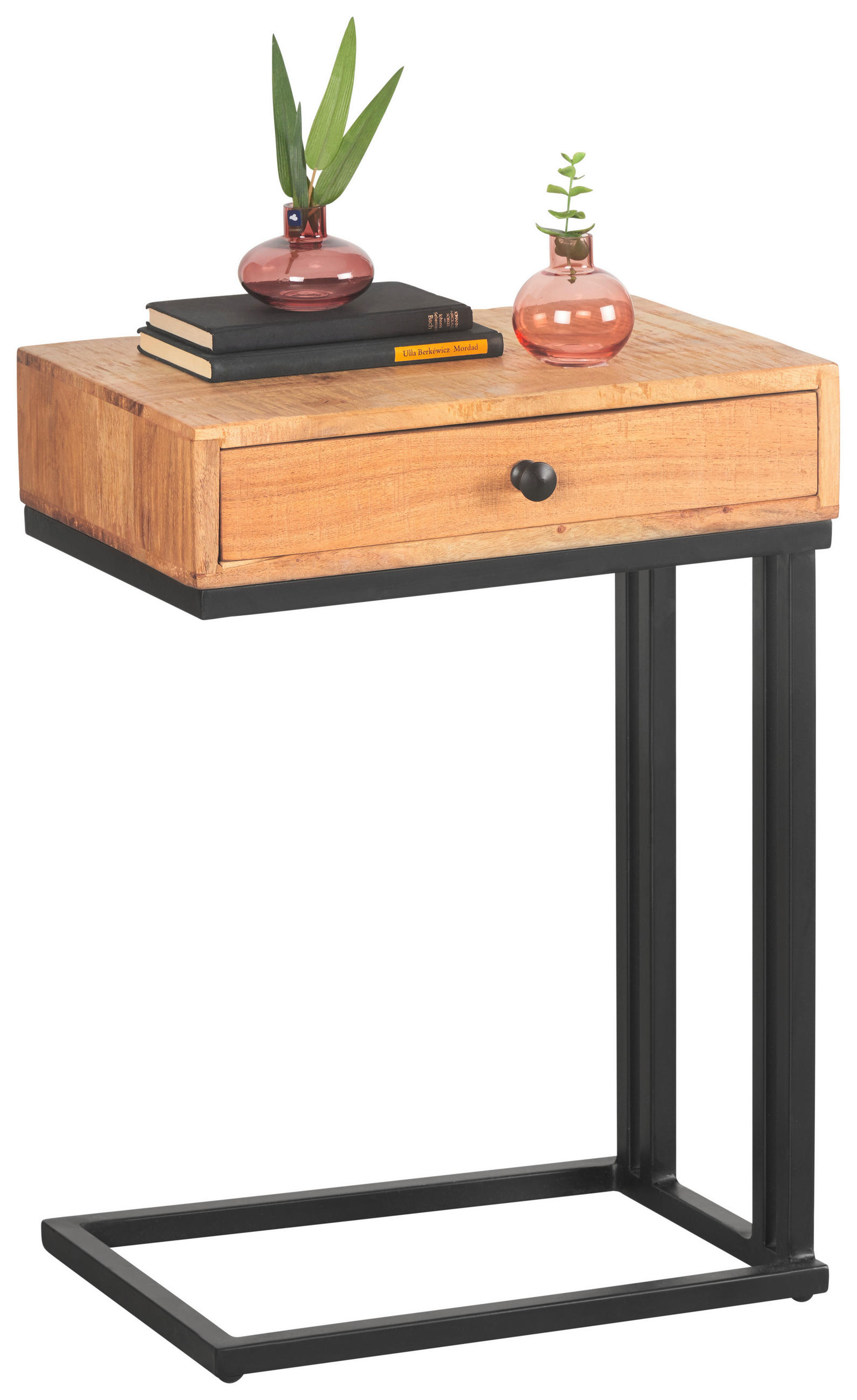 BEISTELLTISCH 45/30/63 cm Akazie Schwarz, Akaziefarben rechteckig  - Schwarz/Naturfarben, Trend, Holz/Metall (45/30/63cm) - Landscape