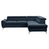 ECKSOFA in Flachgewebe Dunkelblau  - Schwarz/Dunkelblau, Design, Textil/Metall (250/200cm) - Stylife