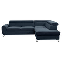 ECKSOFA inkl. Funktion Dunkelblau Flachgewebe  - Schwarz/Dunkelblau, Design, Textil/Metall (250/200cm) - Stylife