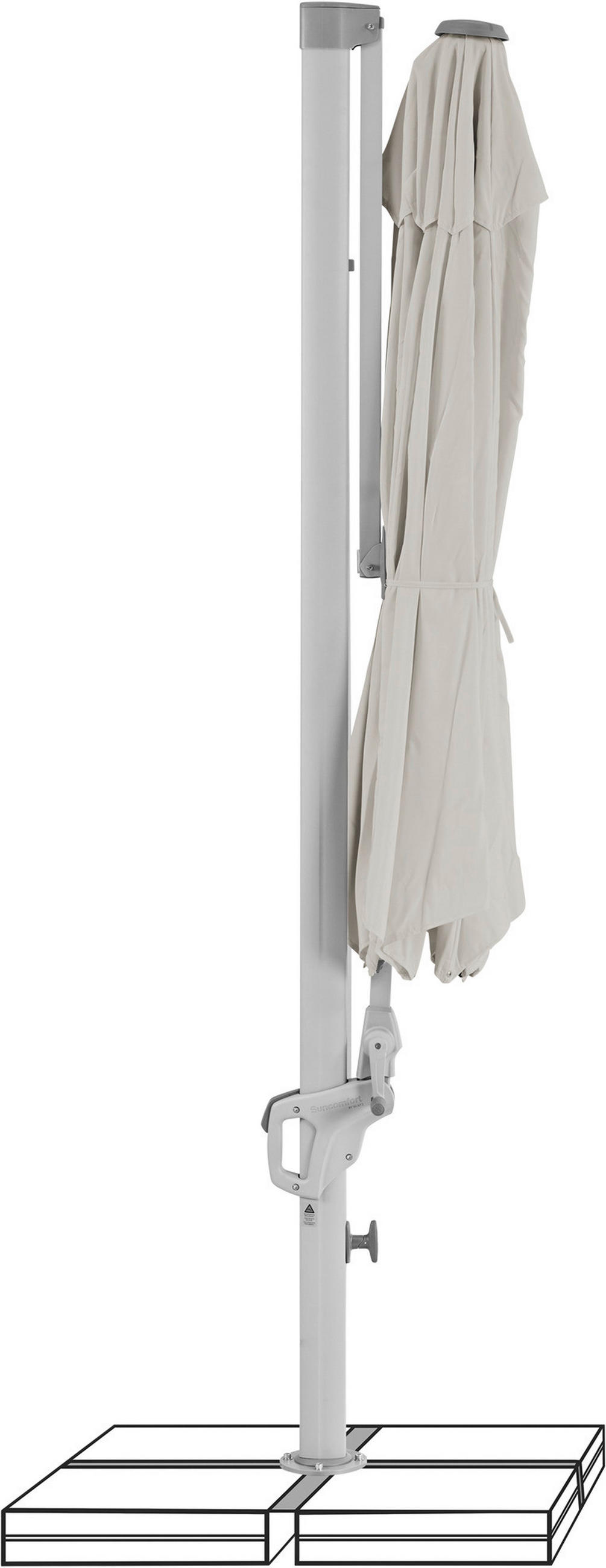 AMPELSCHIRM 300 cm  - Silberfarben/Hellgrau, KONVENTIONELL, Textil/Metall (300/300cm) - Suncomfort by Glatz