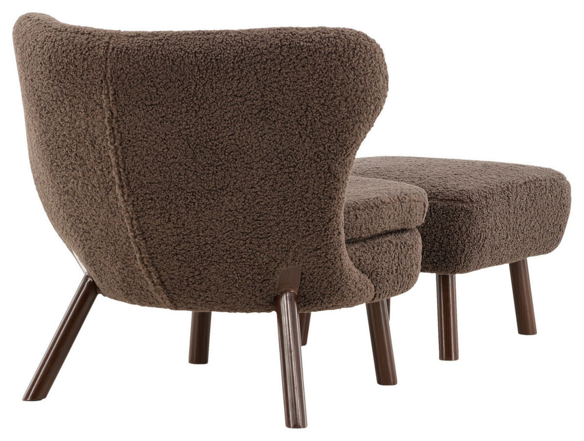 FÅTÖLJ MED FOTPALL i metall, textil brun  - brun, Design, metall/textil (60,5/80/85cm) - Livetastic