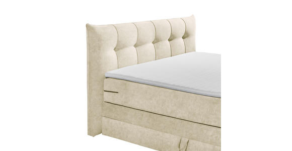 BOXSPRINGBETT 180/200 cm  in Creme  - Creme/Schwarz, KONVENTIONELL, Kunststoff/Textil (180/200cm) - Esposa