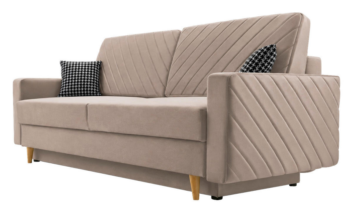 SCHLAFSOFA Hellbraun  - Hellbraun/Schwarz, Design, Holz/Kunststoff (230/96/97cm) - MID.YOU